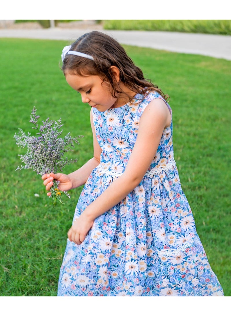 Petite Lamb Florence Lily Dress Girls Dress Pure Cotton - Image 1